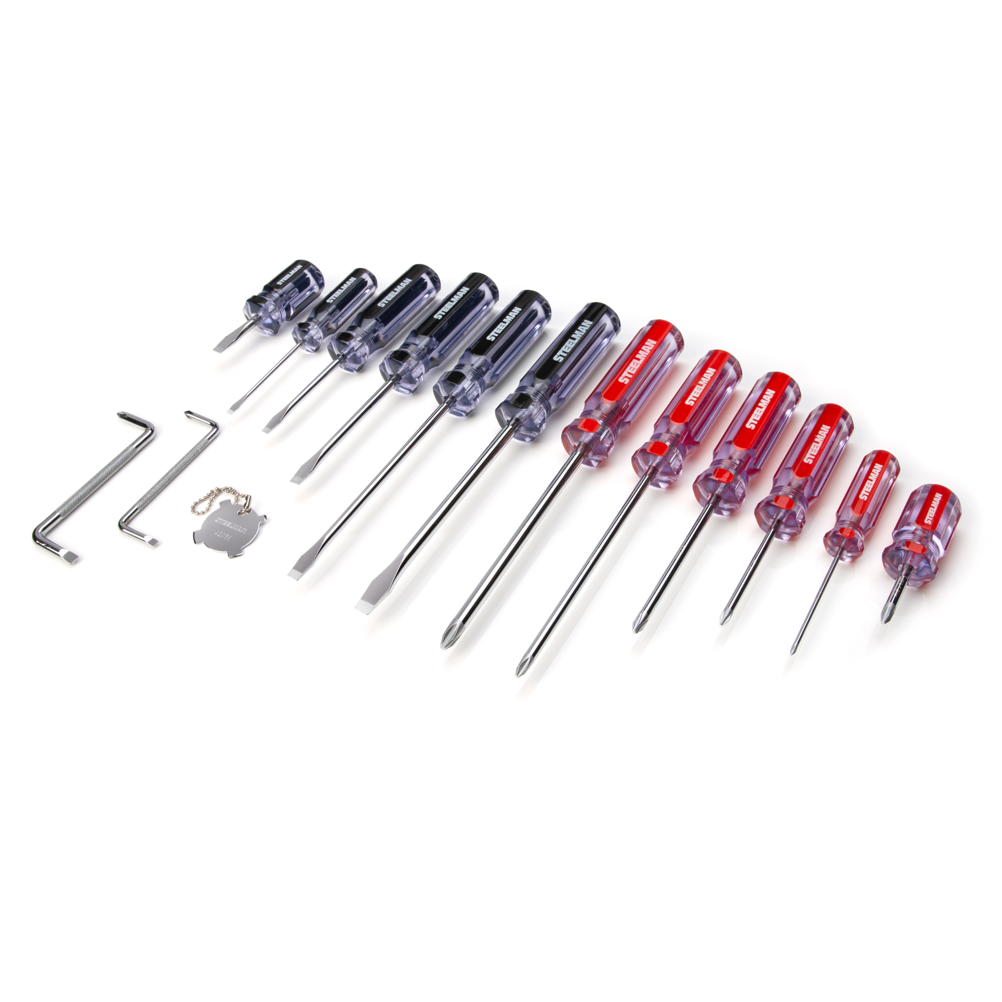 STEELMAN 16-Piece Clear Handle Slotted and Phillips Head Screwdriver Set, Model# 42051